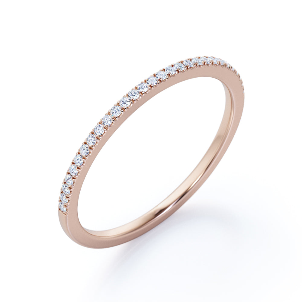 0.25 Carat Round Cut Half Pave Wedding Band