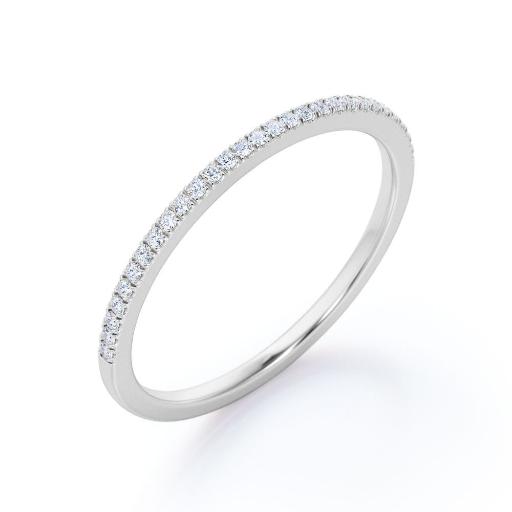 0.25 Carat Round Cut Half Pave Wedding Band