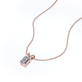 Certified Dazzling 1.5 Carat Emerald Cut Moissanite Pendant Necklace In 18K White Gold Plating Over Silver