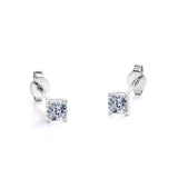 Certified 0.5 Carat Cushion Cut Moissanite 4 Prong Solitaire Stud Earrings In 18K Rose Gold Plating Over Silver
