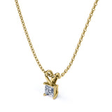 Certified - 0.5 Carat Princess Cut Moissanite - Simple Pendant Necklace - 18K Rose Gold Plating Over Silver