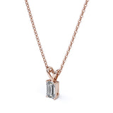 Certified - 0.5 Carat Emerald Cut Moissanite - Charming Pendant Necklace - 18K White Gold Plating Over Silver