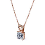 Certified - 2.5 Carat Cushion Cut Moissanite - Adorable Pendant Necklace - 18K Rose Gold Plating Over Silver
