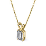 Certified - 2.5 Carat Emerald Cut Moissanite - Charming Pendant Necklace - 18K Rose Gold Plating Over Silver