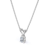 Certified - 0.5 Carat Pear Cut Moissanite - Elegant Pendant Necklace - 18K Rose Gold Plating Over Silver