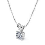 2 Carat Round Cut Cubic Zirconia Solitaire Pendant Necklace in 18K White Gold over Silver