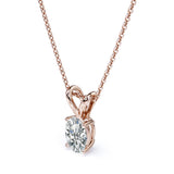 Certified Enchanting 1.5 Carat Oval Shaped Moissanite Pendant Necklace In 18K Rose Gold Plating Over Silver