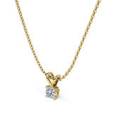 Certified - 0.5 Carat Round Cut Moissanite Brilliant Pendant Necklace - 18K Yellow Gold Plating Over Silver