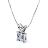 Certified Beautiful 1.5 Carat Princess Cut Moissanite Pendant Necklace In 18K Yellow Gold Plating Over Silver