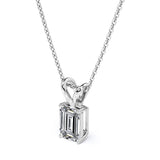 Certified - 2.5 Carat Emerald Cut Moissanite - Charming Pendant Necklace - 18K Rose Gold Plating Over Silver