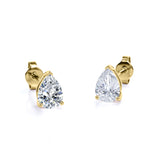 Certified 2 Carat Pear Cut Moissanite Minimalist Solitaire Stud Earrings In 18K Rose Gold Plating Over Silver