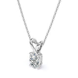 Certified - 2.5 Carat Oval Shape Moissanite - Classic Pendant Necklace - 18K White Gold Plating Over Silver