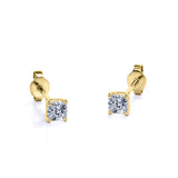 4 Prong - 0.20 Carat Cushion Cut Certified Lab Diamond - Solitaire Stud Earrings - 18K White Gold Plating Over Silver