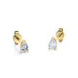 Minimalist - 0.20 Carat Teardrop Certified Lab Diamond - Solitaire Stud Earrings - 18K White Gold Plating Over Silver