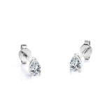 Certified 0.5 Carat Pear Cut Moissanite Minimalist Solitaire Stud Earrings In 18K Rose Gold Plating Over Silver
