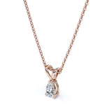 Certified - 0.5 Carat Pear Cut Moissanite - Elegant Pendant Necklace - 18K Rose Gold Plating Over Silver