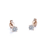 4 Prong 0.5 Carat Round Shaped Moissanite Solitaire Stud Earrings In 18K Rose Gold Plating Over Silver