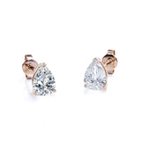 Certified - Minimalist - 1 Carat Teardrop Moissanite - Solitaire Stud Earrings - 18K White Gold Plating Over Silver