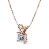 Certified Beautiful 1.5 Carat Princess Cut Moissanite Pendant Necklace In 18K Yellow Gold Plating Over Silver