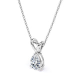 2 Carat Pear Cut Cubic Zirconia Solitaire Pendant Necklace in 18K White Gold over Silver