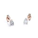 Minimalist - 0.20 Carat Teardrop Certified Lab Diamond - Solitaire Stud Earrings - 18K White Gold Plating Over Silver