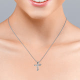 Ribbon Twist 0.25 TCW Round Cut Crucifix Pendant Necklace