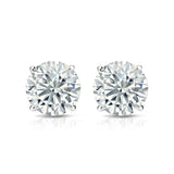 4 Prong 4 Carat Round Shaped Moissanite Solitaire Stud Earrings In 18K White Gold Plating Over Silver