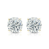 1 Carat Round Shaped Certified Lab Diamond Solitaire Stud Earrings - 4 Prong - In 18K White Gold Plating Over Silver