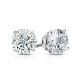 4 Prong 4 Carat Round Shaped Moissanite Solitaire Stud Earrings In 18K White Gold Plating Over Silver
