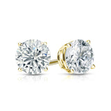 1 Carat Round Shaped Certified Lab Diamond Solitaire Stud Earrings - 4 Prong - In 18K White Gold Plating Over Silver