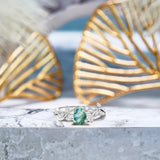 Solitaire 1 ct Oval Cut Green Moss Agate Promise Ring