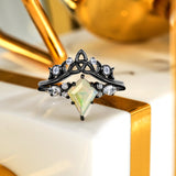 1 Ct Kite Cut Lab Created Opal Tiara Wedding Ring Set