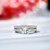 Beautiful 1.25 Carat Real Moissanite Wedding Ring Set in 18k White Gold Over Silver