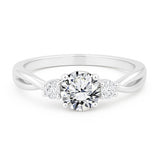 Certified 1.10 Ct Round Lab Diamond Three-Stone Twisted Engagement Ring