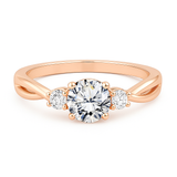 Certified 1.10 Ct Round Lab Diamond Three-Stone Twisted Engagement Ring