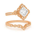 1.35 Ct Princess Cut Moissanite Vintage Bridal Set
