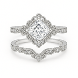1.35 Ct Princess Cut Moissanite Vintage Bridal Set