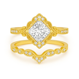 1.35 Ct Princess Cut Moissanite Vintage Bridal Set