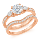 1.45 Ct Round Shape Moissanite Pave Bridal Set