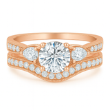 1.45 Ct Round Shape Moissanite Pave Bridal Set