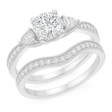 1.45 Ct Round Shape Moissanite Pave Bridal Set