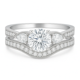 1.45 Ct Round Shape Moissanite Pave Bridal Set