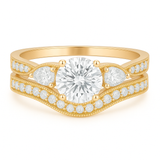 1.45 Ct Round Shape Moissanite Pave Bridal Set