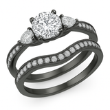 1.45 Ct Round Shape Moissanite Pave Bridal Set