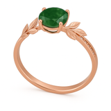 1.05 Ct Round Green Moss Agate Leaf Engagement Ring