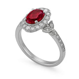1.20 Ct Oval Cut Vintage Lab Ruby Halo Engagement Ring