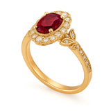 1.20 Ct Oval Cut Vintage Lab Ruby Halo Engagement Ring