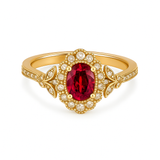 1.20 Ct Oval Cut Vintage Lab Ruby Halo Engagement Ring