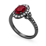 1.20 Ct Oval Cut Vintage Lab Ruby Halo Engagement Ring