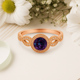 1.15 Ct Round Cut Alexandrite Milgrain Engagement Ring